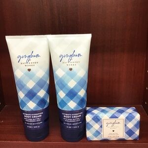 Bath Body Works Gingham Ultimate Hydration Body‎ Cream & Cleansing Bar Set